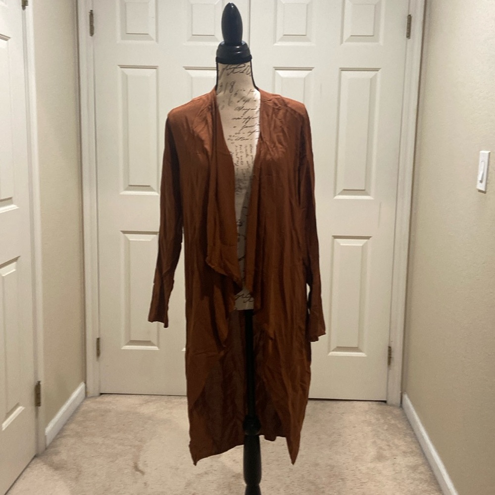 Brown asymmetric lightweight king cardigan NWT size small